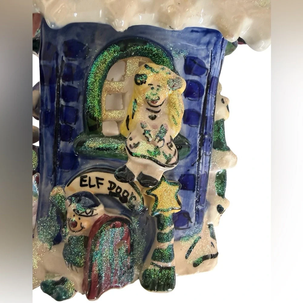 Blue Sky Corp Santa's Workshop Ceramic Candle Holder